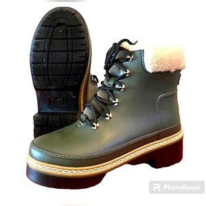 New Marc Fisher Fairly Waterproof Faux Fur Boots sz 11 olive green